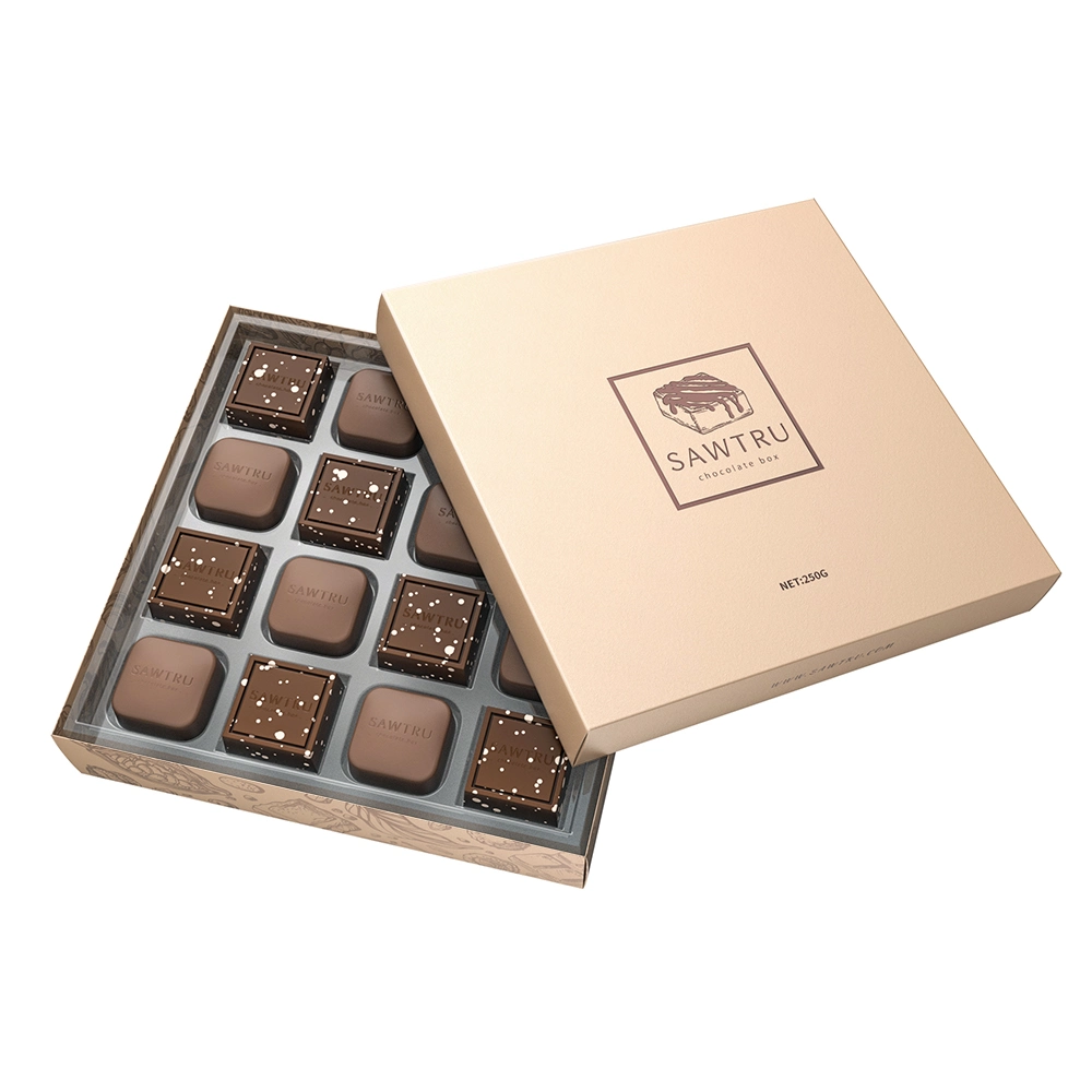 Caja de regalo de papel plegable de venta caliente personalizada para galletas de chocolate Paquete Candy