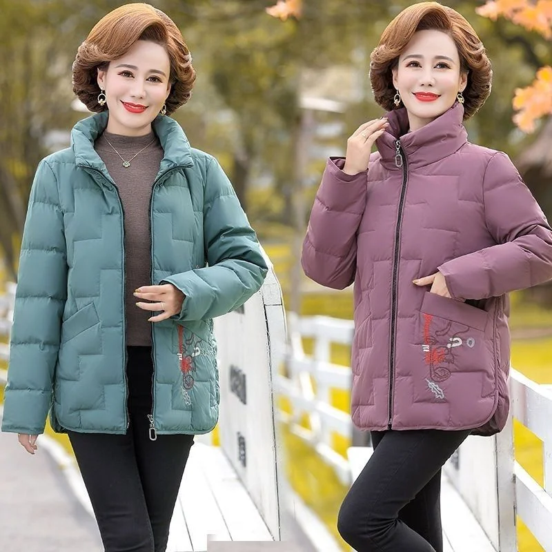 Short Print Cotton Clothing for Middle-Aged and Elderly Women