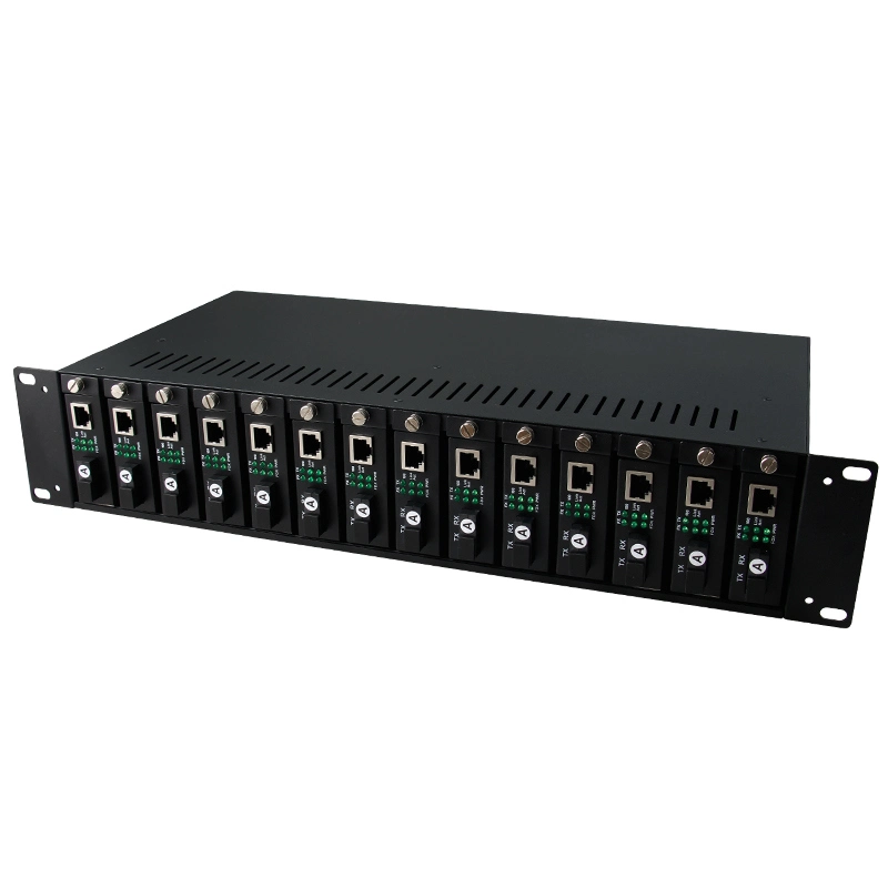 14 Slots Media Converter Chassis Rack-Mountable Dual Power Supply