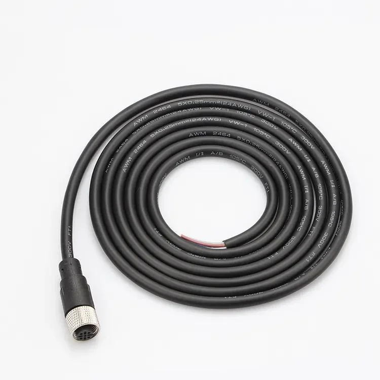 Cable de sensor hembra 5pin cable de conector IP67 impermeable M12 personalizado