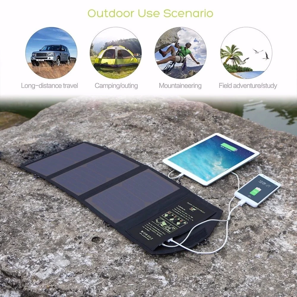 Amazon No. 1 21W Sunpower Foldable USB DC Mobile Phone Power Bank Portable Solar Charger Bag