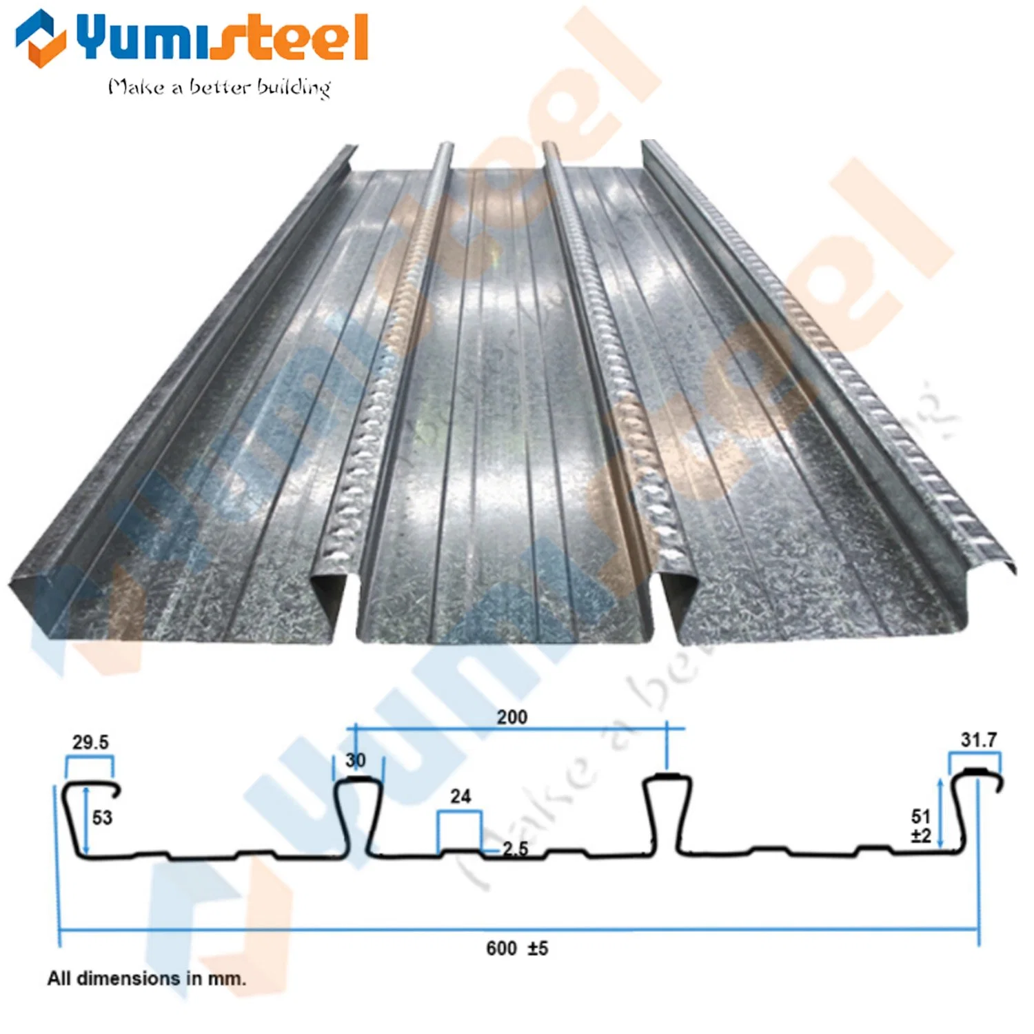 Multi Rise Building Material Galvanized Structure Steel/Metal Floor Decking Sheet