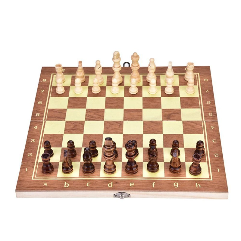 Hand Crafted Folding Wooden Chess Board Chessboard Travel Game Set Wooden Chess