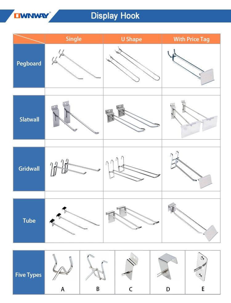 Metal Slatwall Panel Display Hook in 4mm Wire Diameter