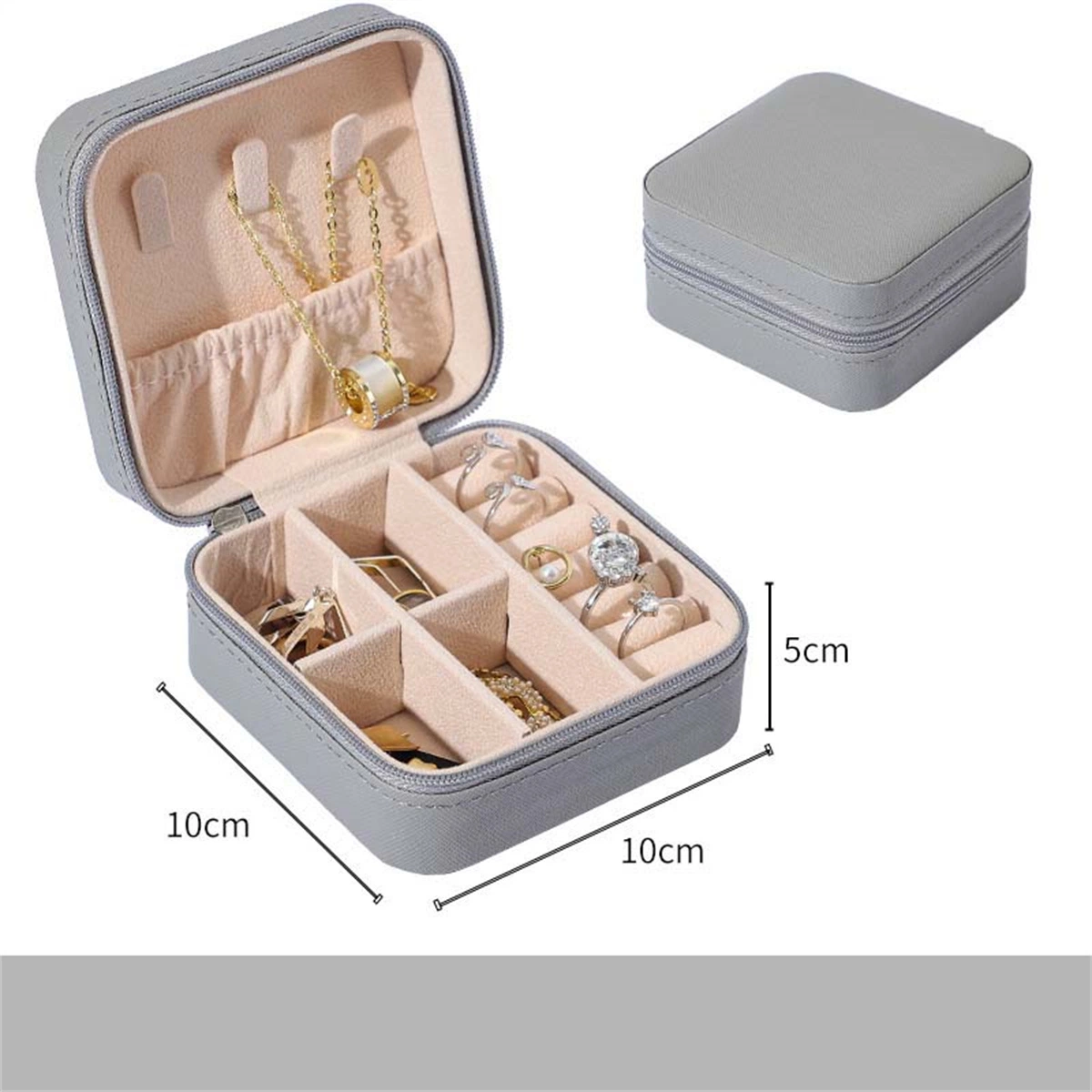 Yiwu Buying Sourcing Agent Double Layer Large Capacity Luxury Zipper Jewellery Box PU Leather Jewelry Storage Case Box