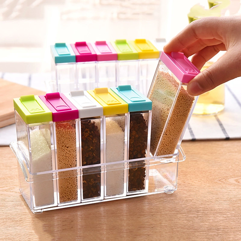 6PCS Condiment Set Box, Plastic Seasoning Box, Spices Storage Box