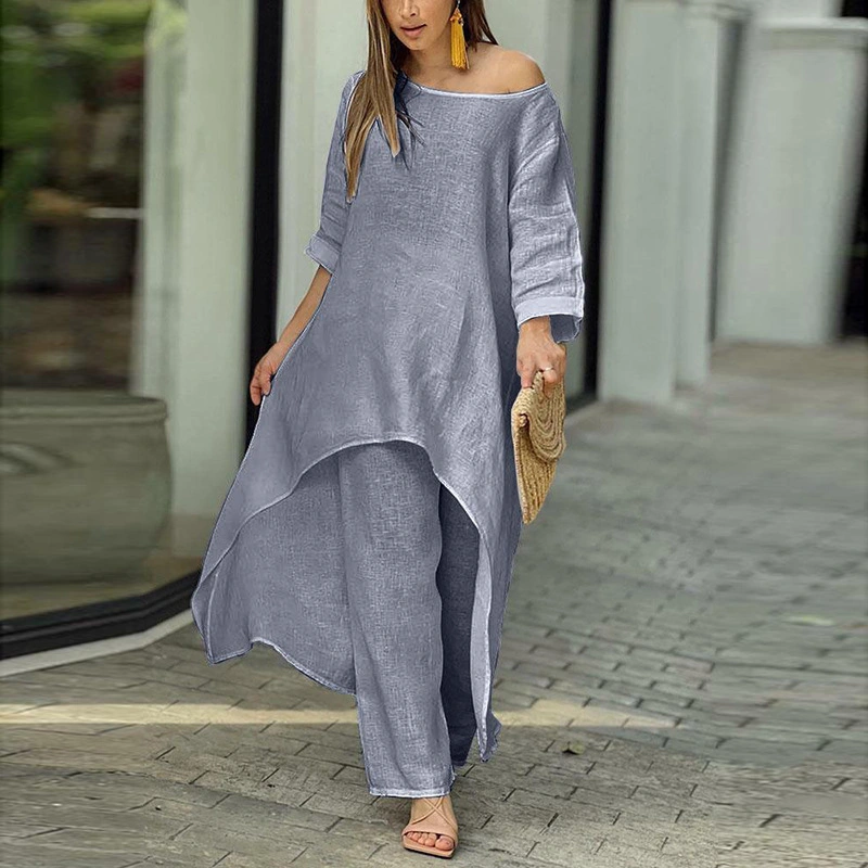 Hot Sale Beach Maxi Set Women Office Elegant Trendy Style Folds Long Sleeve Set