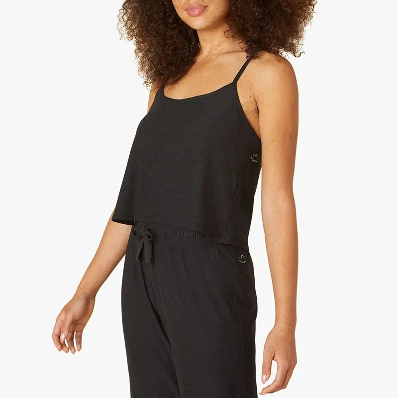 New Arrival Curved Neckline Criss-Cross Straps Sleepwear Tank Cropped Top