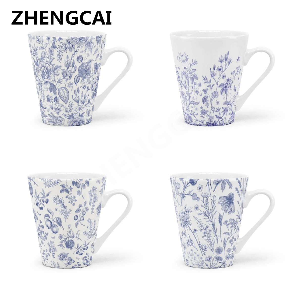 Taza de cerámica estilo floral retro Europa con caja de colores