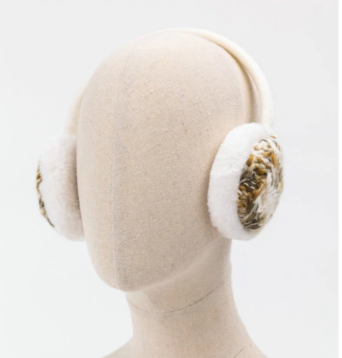 Winter Jacquard Knitting Soft Fake-Fur Earcover Earflap Flexible Retractable Earmuff