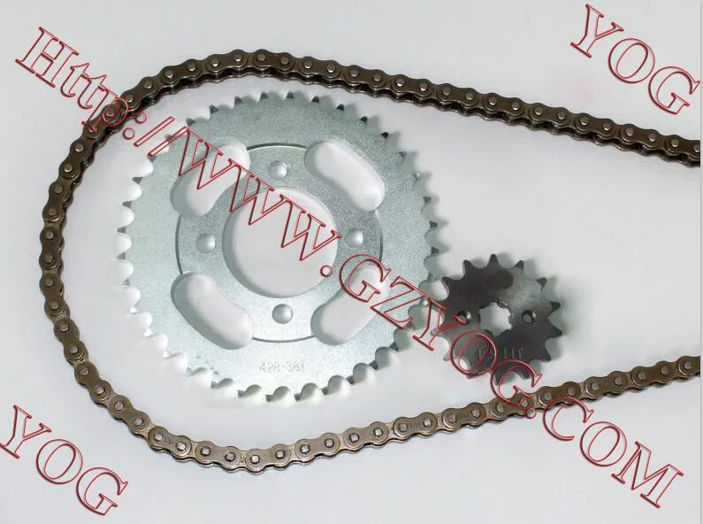 Yog Motorcycle Spare Parts Chain and Sprocket Transmission Set Dy100 Cg125 Bajajpulsar135