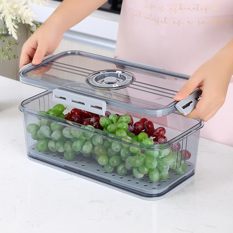 BPA Free Stackable Fridge Storage Container Pet Fridge Food Storage Box with Drain Board