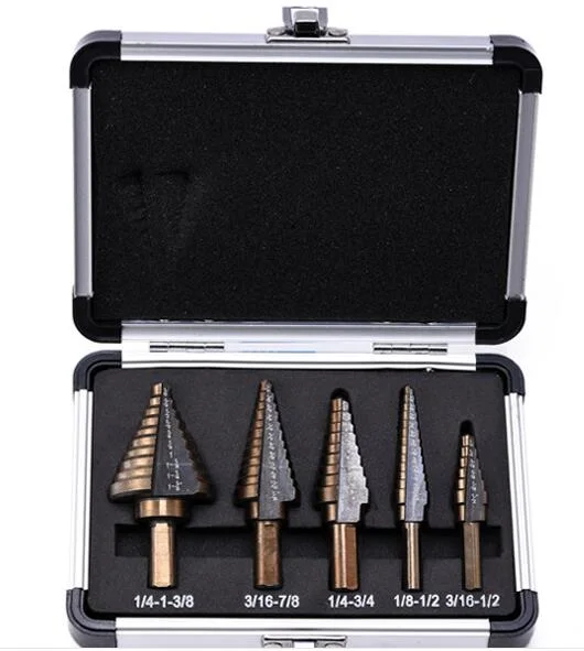 Best Factory Price Step Drill Bit Kit HSS Tool Bits 6-Pack Set HSS 4241 with Pressing Drill