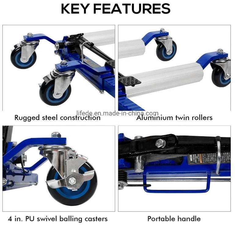 Einfache Bedienung 1500 Lbs Stahl Hydraulikrad Dolly Car Lift Dolly Fahrzeug Werkzeuge Position Jack auf Verkauf