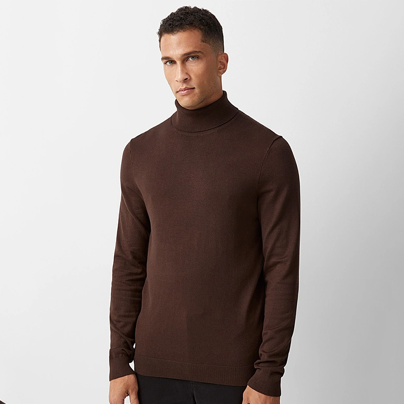 Мужчины' S ребристую войлочную ленту тонкий установите трикотажные Pullover Turtleneck свитер
