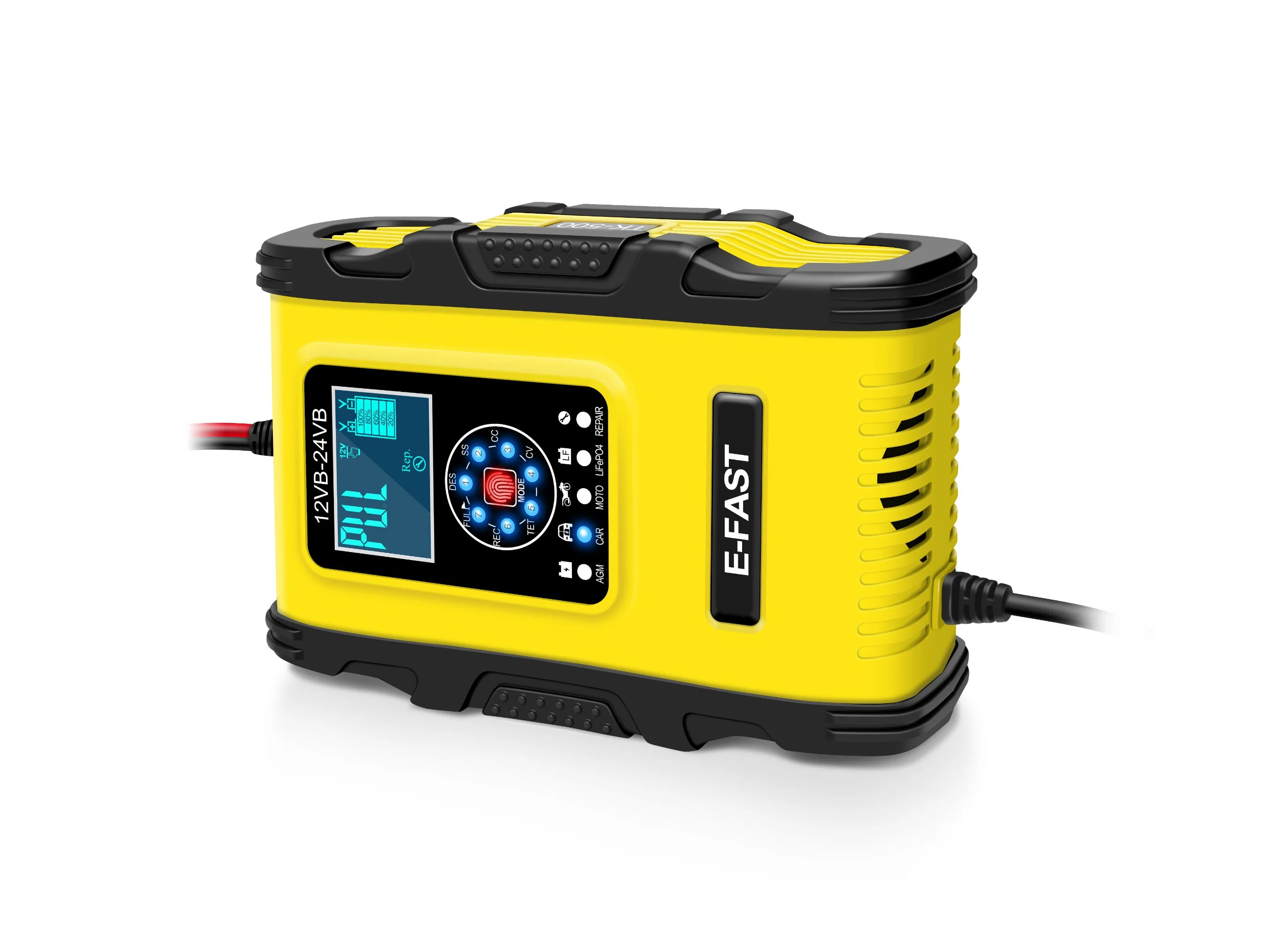 Chargeur de batterie de voiture entièrement automatique 12V12A 24V 6A pour la charge de batterie au plomb-acide