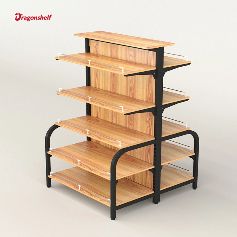 Dragonshelf Double Side Wooden Display Rack System Used in Shops and Supermarket