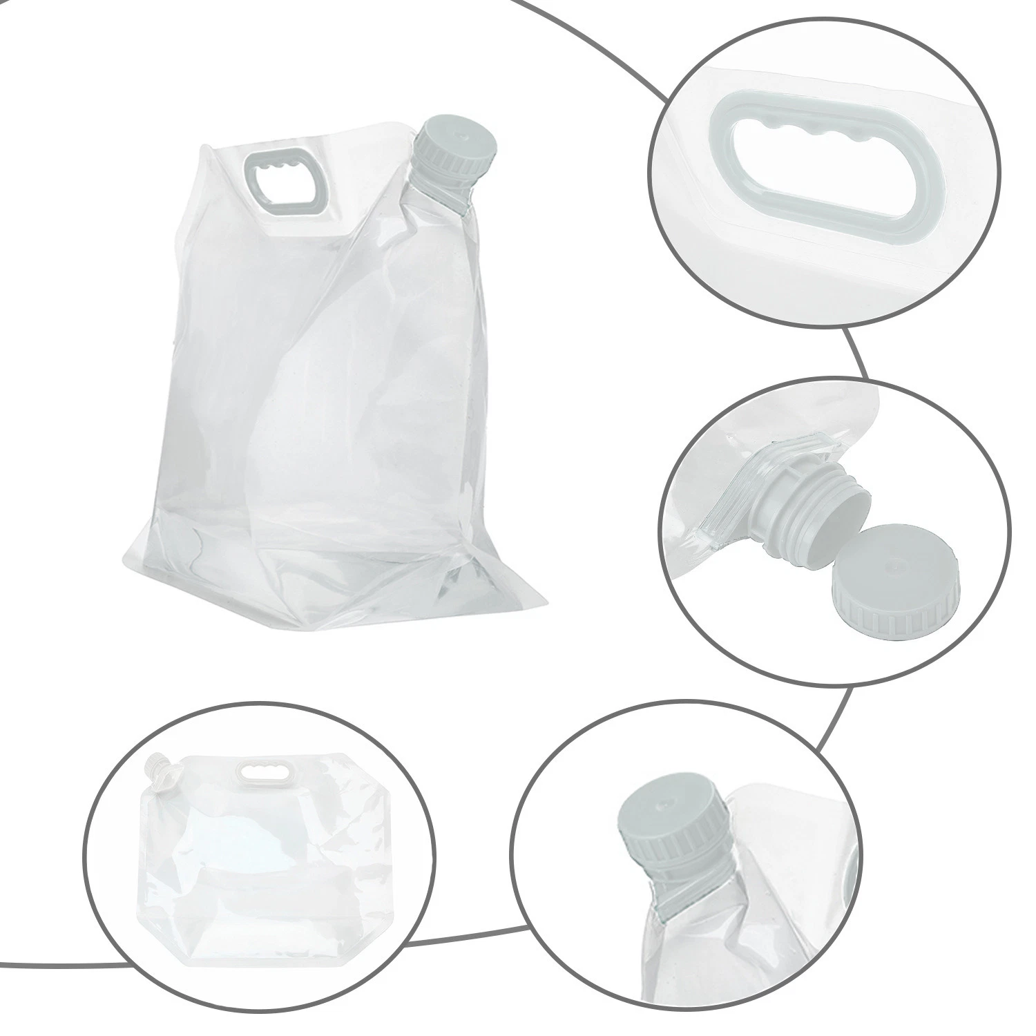 Sac d'eau pliable de 5 litres, rangement d'eau d'urgence pliable portatif Avec Carrier Camping randonnée (Disponible avec ou sans robinet) Wyz13170