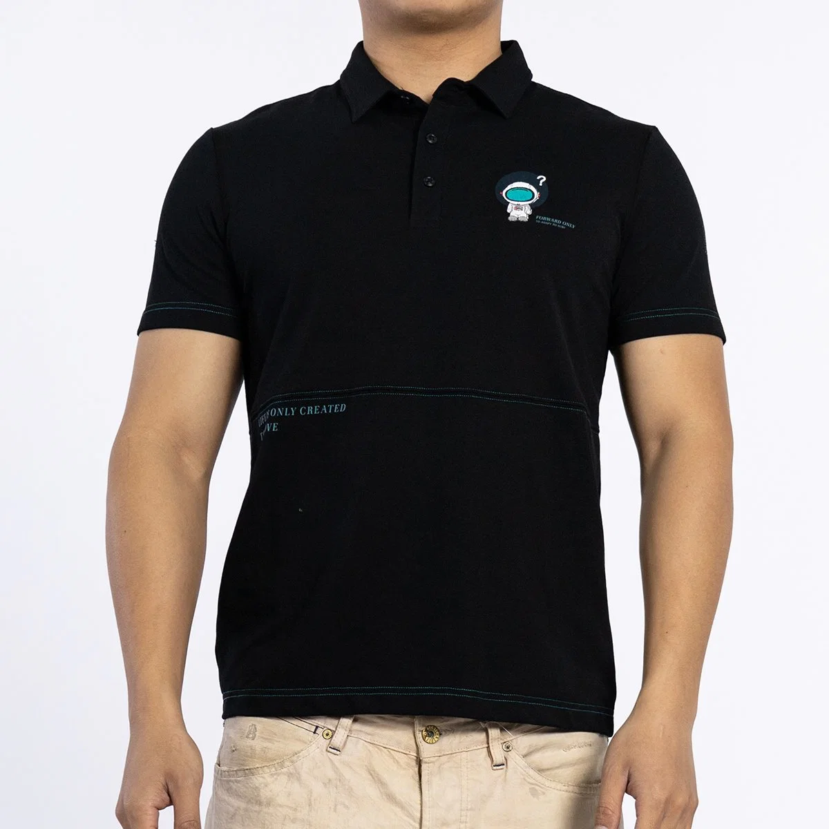 Custom Fashion 1/4 Button Closure Logo Printed Male Top Short Sleeve Knitted Men Polo Shirts