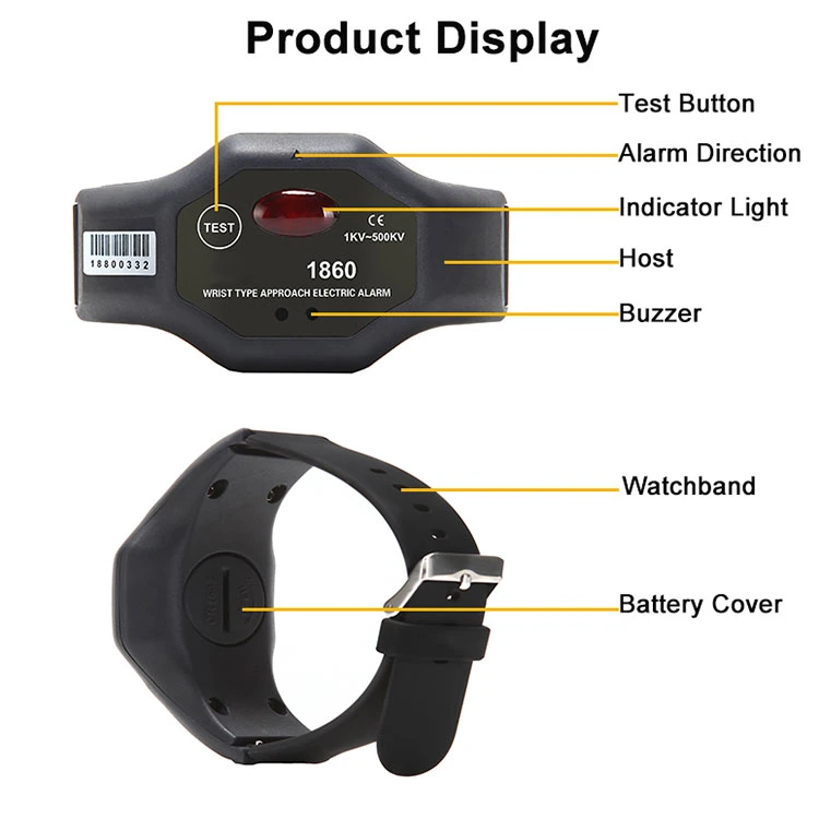 Tipo de pulso de teste de alarme de Alta Tensão Alta Voltagem Bracelete Eléctrico Medidor de Tensão