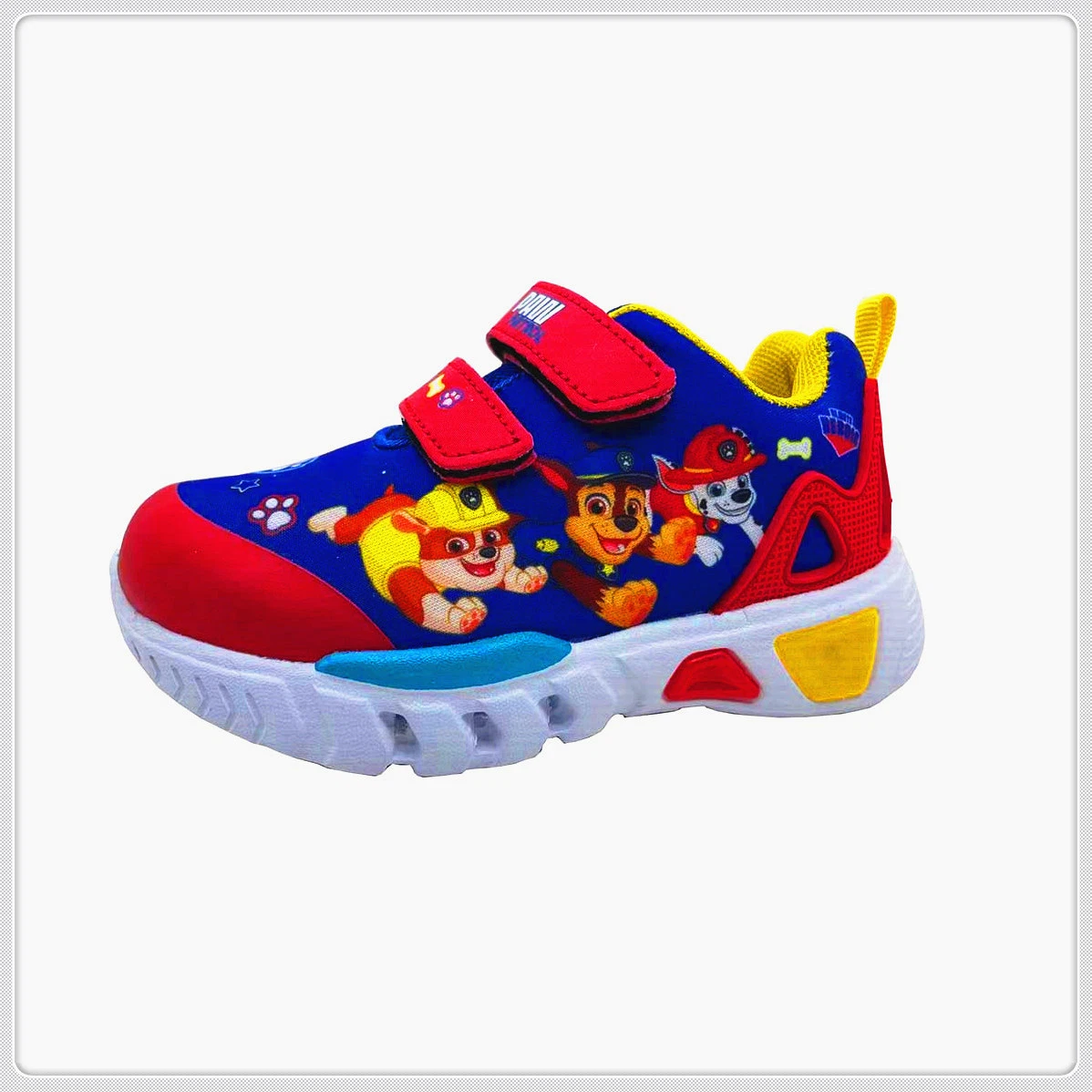 Children Shoe Mesh with Sublimation Printing on Upper EVA Outsole with Lights