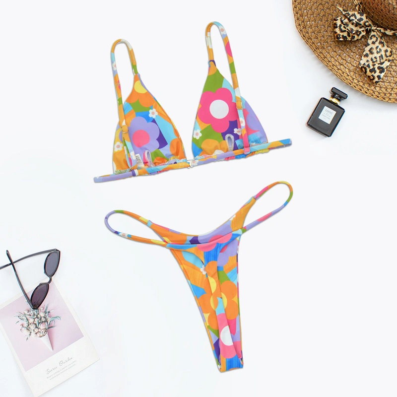 New Girls Print Triangle Bikini Swimsuit Swimwear Beachwear Bikini Set