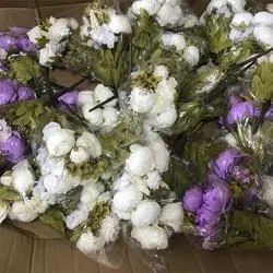 Ramo de flores de peonías de seda artificial de 9 cabezas para decoración de hogar y bodas.