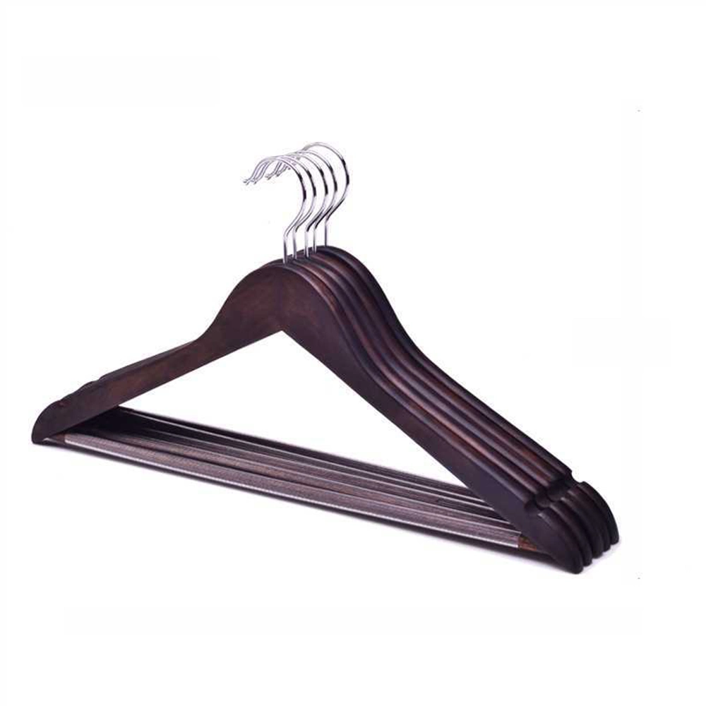 A Grade Wooden Top Clothes Hangers with Wood Pants Bar in Natural/Dark Brown/Red Mahogany/Cherry/Walnut/White/Black for Adult/Kids Shirt/Coat/Suit/Skirt/Blouse