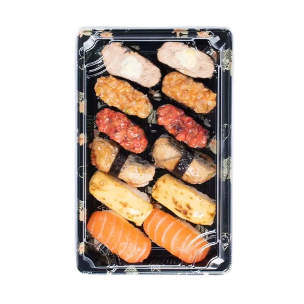 Atacado plástico recipiente de comida Sushi tabuleiro de alimentos plástico Sushi descartável Caixa