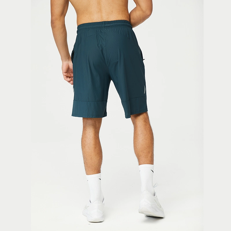 Nylon Mayorista/Proveedor pantalones cortos Deportes de secado rápido de los hombres tira reflectante versión en blanco la ejecución de la formación del hielo transpirable de seda personalizada 5 pulgadas gimnasio cortos