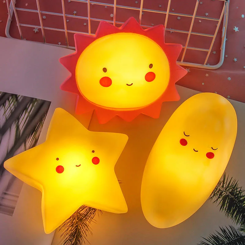 Hot Sale Nordic Lovely Cute Glowing Sun Moon Star Baby Lámpara de dormitorio