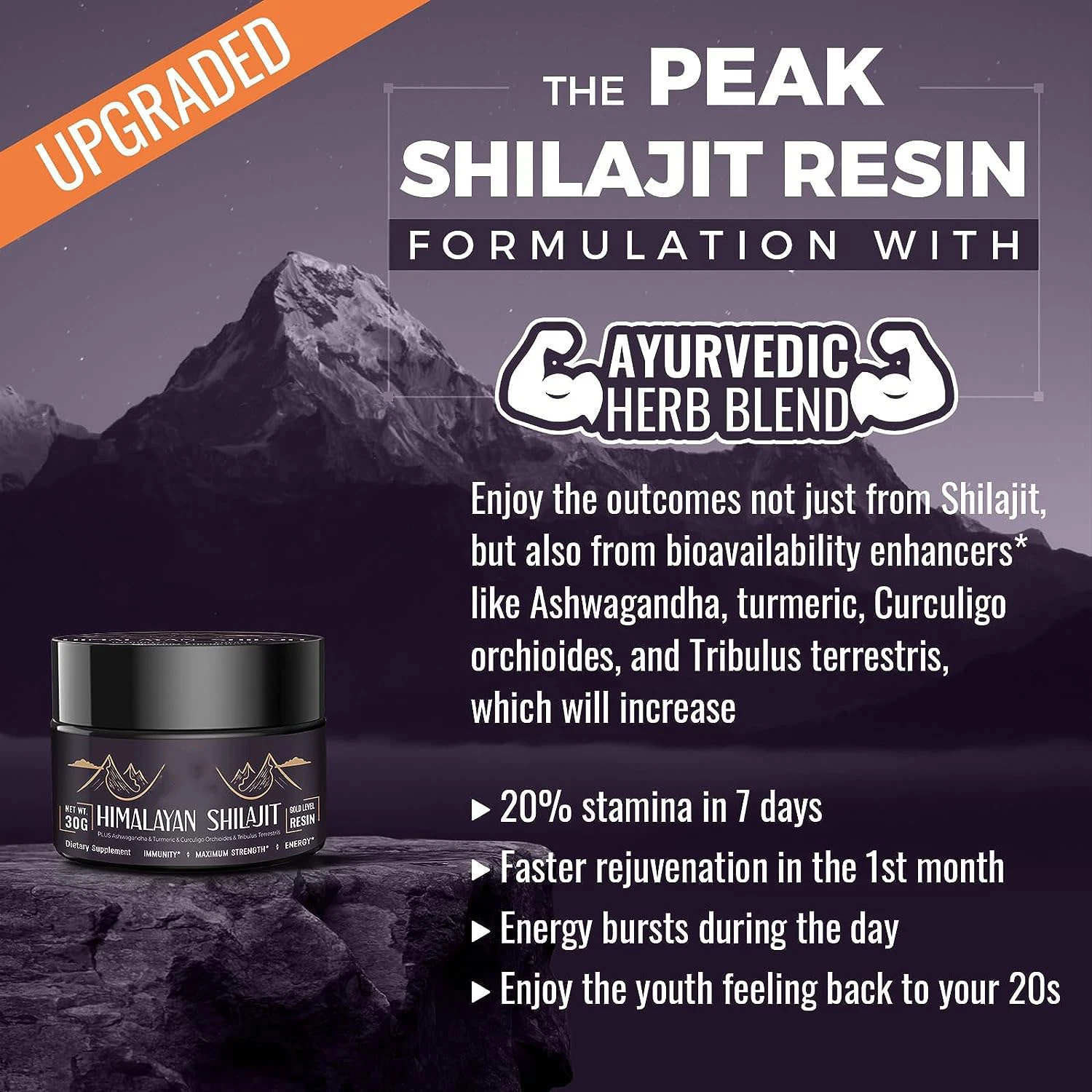 Puro Himalayan Shilajit Soft resina 85+ complejo de Minerales traza para Suplemento dietético de apoyo inmunológico