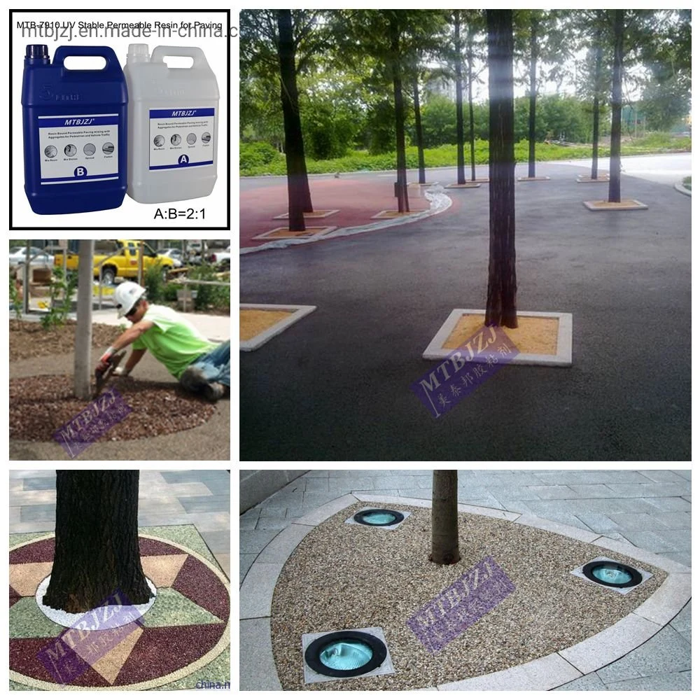 Coût de l'eau efficace perméable de la résine époxy Pebble Stone Bond manteau pour parc Jardin de la fosse de la chaussée de l'arbre de l'époxy