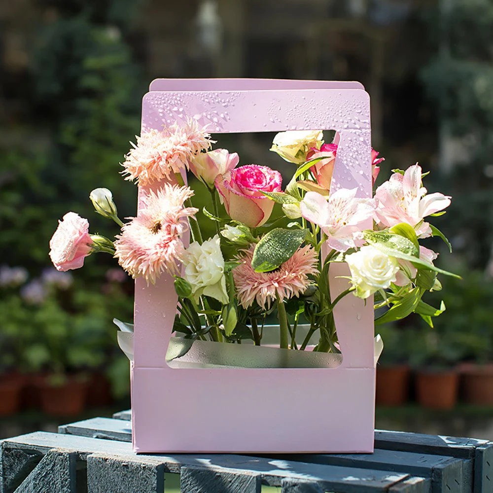 New Simple Portable Paper Box Flower Basket Paper Material Flower Packing Box