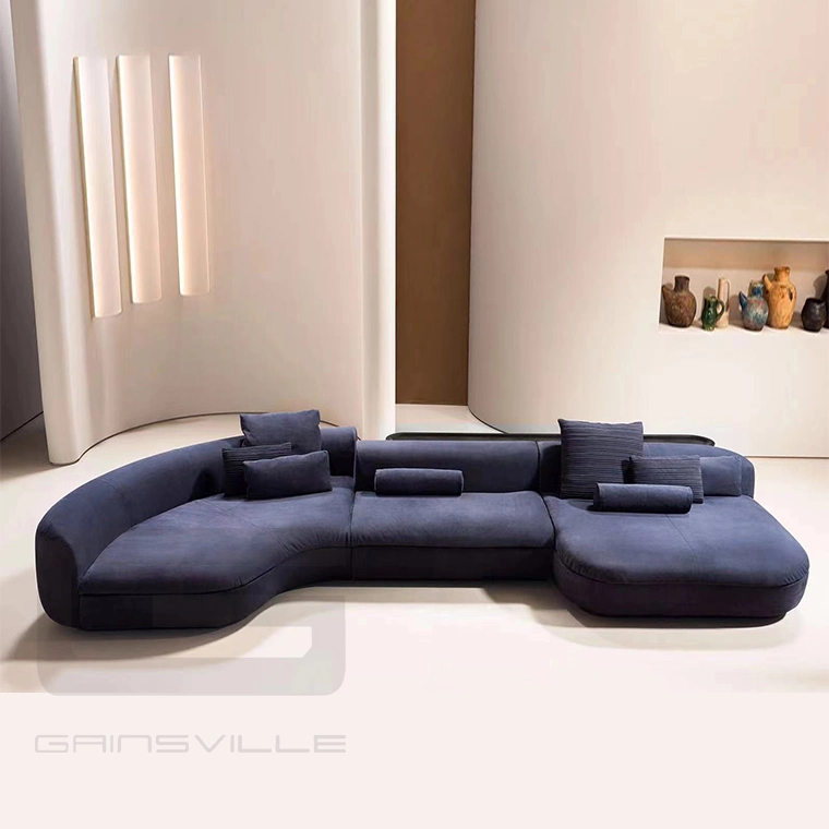 Casa moderna sala de estar mobiliário conjunto Faux Suede couro Sectional Sofá modular