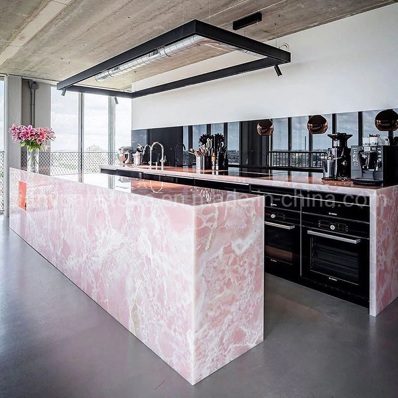 Natural Pink Onyx Marble Stone Countertop