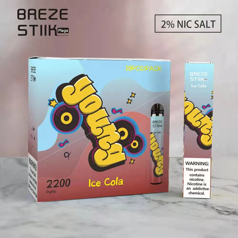 Qualidade superior Breze Stiik Mega 2200 borlas para vagens Vape descartáveis Kits de dispositivo e cigarro 950mAh Pre-Filled 6ml vaporizador 16 cores em stock Vs Bang Pods XXL