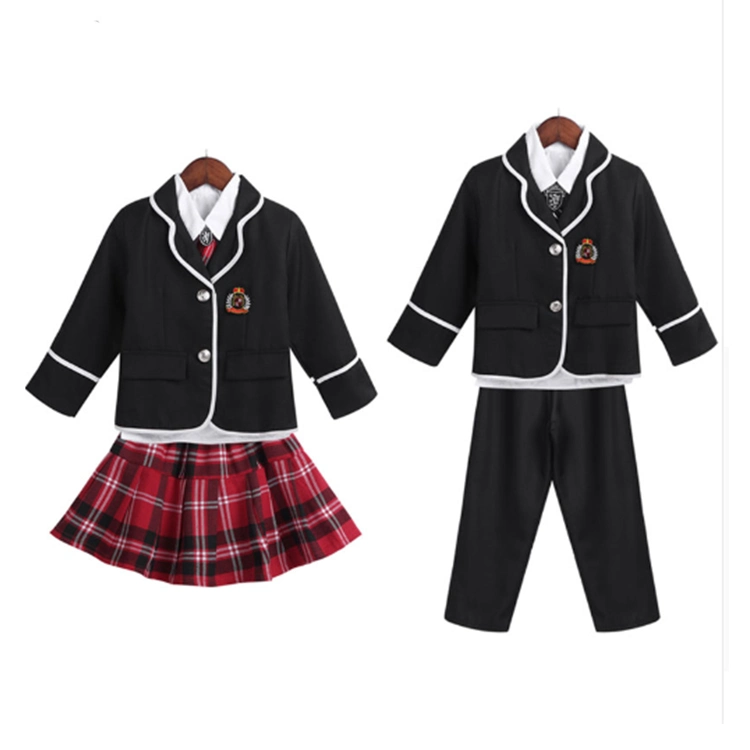 British Style Shirt Student Mantel Unisex Blazer Mädchen Kleid Junge Hose Schuluniform Set