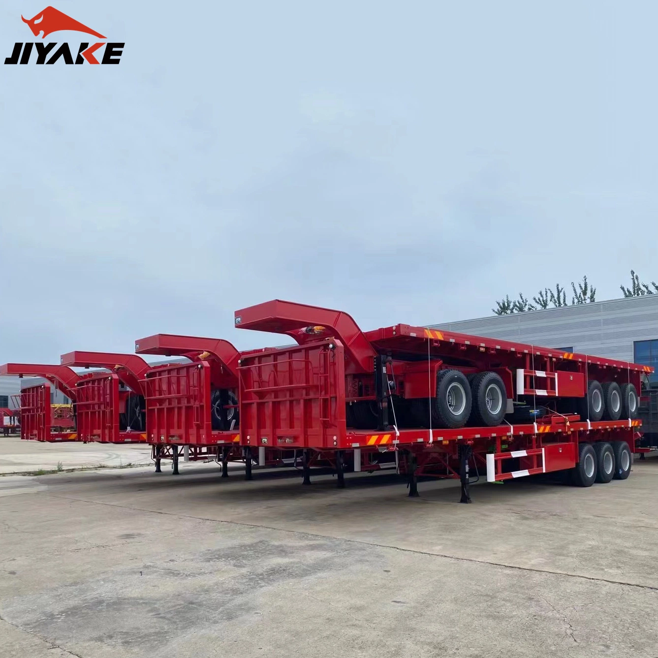 40 60 100 Ton Heavy Duty 3 Axle 4 Axle Low Flatbed Loader Deck Lowboy Trailers Lowbed Semi Trailer with Ramps