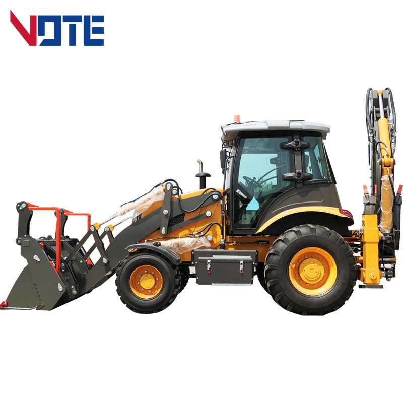 Free Shipping Chinese Mini Backhoe Excavator Loader 4X4 Compact Tractor with Loader and Backhoe Cheap Backhoe Loader