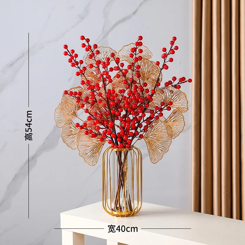 Christmas Artificial Fortune Fruit Small Red Fruit Artificial Plant for Home Decoration Christmas Decoration Red Fruit