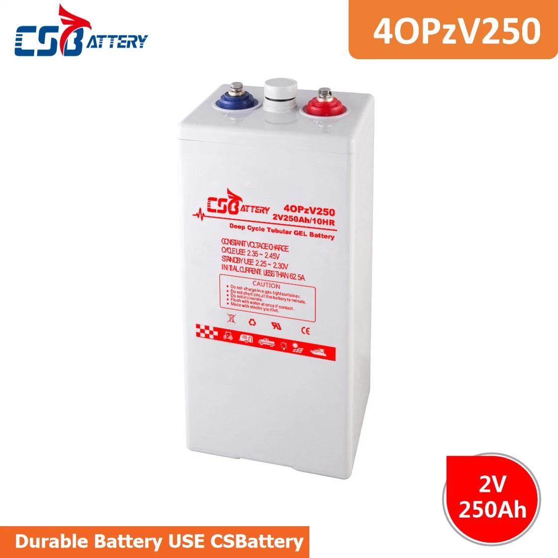 Csbattery Opzv Super Ciclo profundo tubular da bateria de gel para o Solar/UPS/Medical-Equipments/Marine/Wind/Telecom-Backup-Power-Supply/Teste