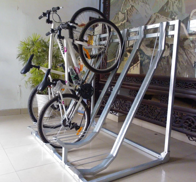 Outdoor Durable Slot Galvanized Semi Vertical Bike Storage Parking Rack