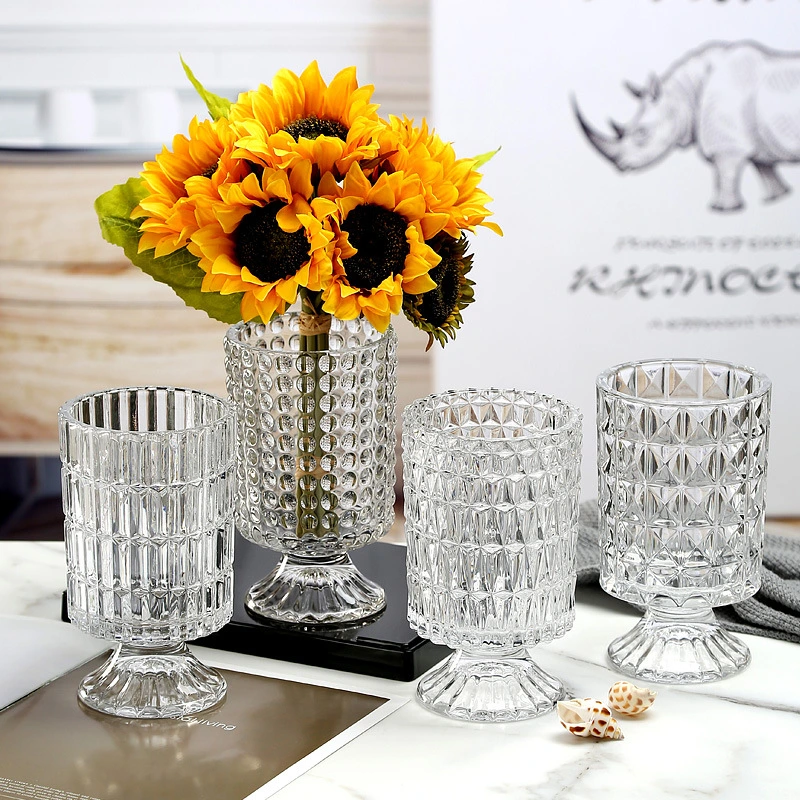 European Style High Quality Transparent Glass Vase for Home Office Decoration Glassware