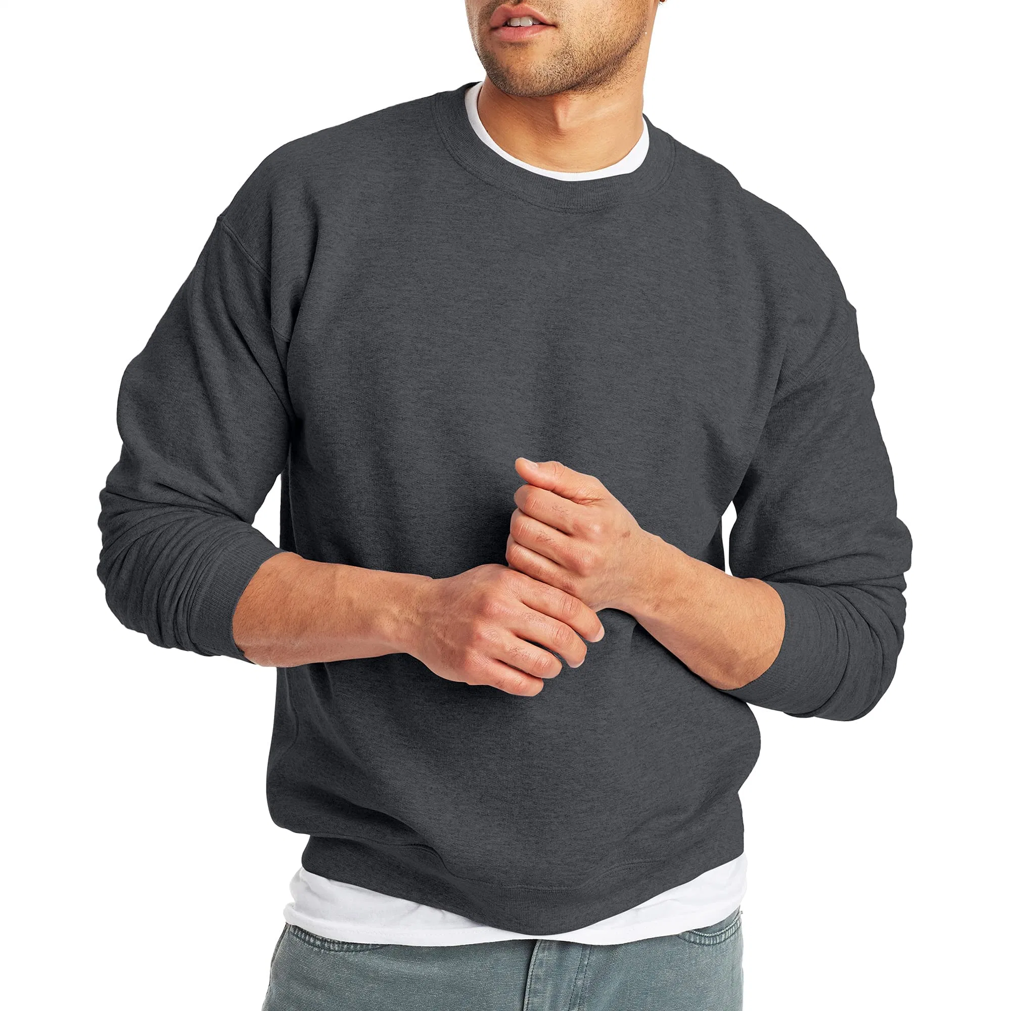 Custom Hoodies 100% Cotton Men Sweatshirts Crop Top Crewneck 3D Embossed Sweatshirt