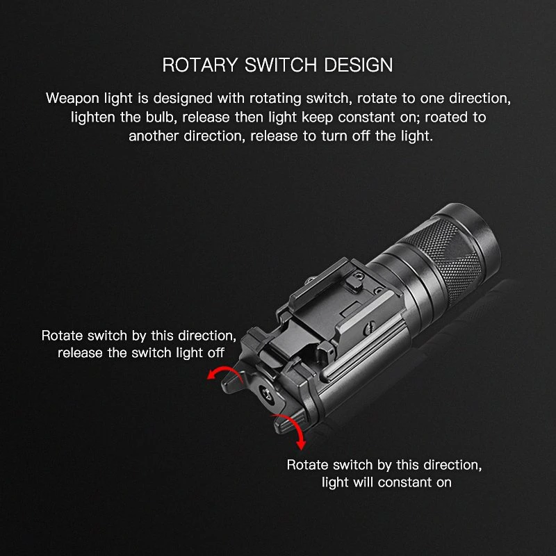 IR 850 مع مصباح LED أبيض مدفع ملتوٍ خفيف 300 لومن سلاح الجيش التكتيكي Flashlight