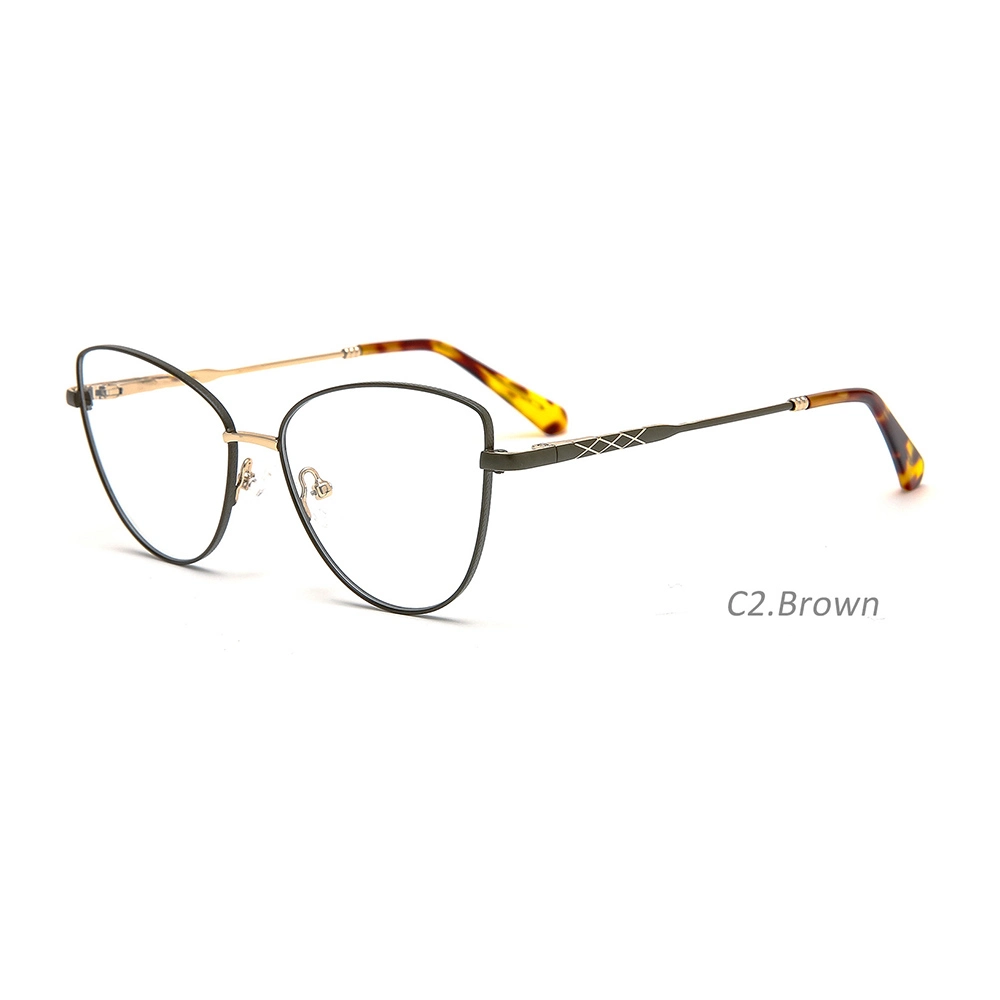 2022 Cat Eye Shape Double Color Ready in Stock Metal Optical Frame