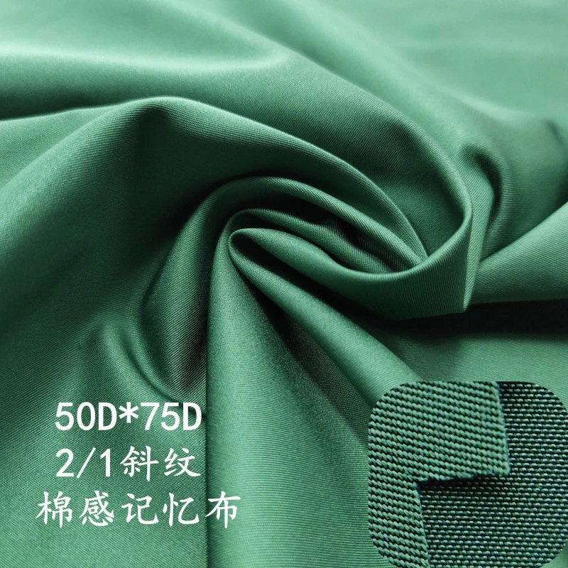 50d*75D 2/1 Cotton Sense Twill Weft Twist Imitation Memory 100%Polyester Fabric Garment Fabric /Textile Fabric/ Building Material Four -Side Elastic