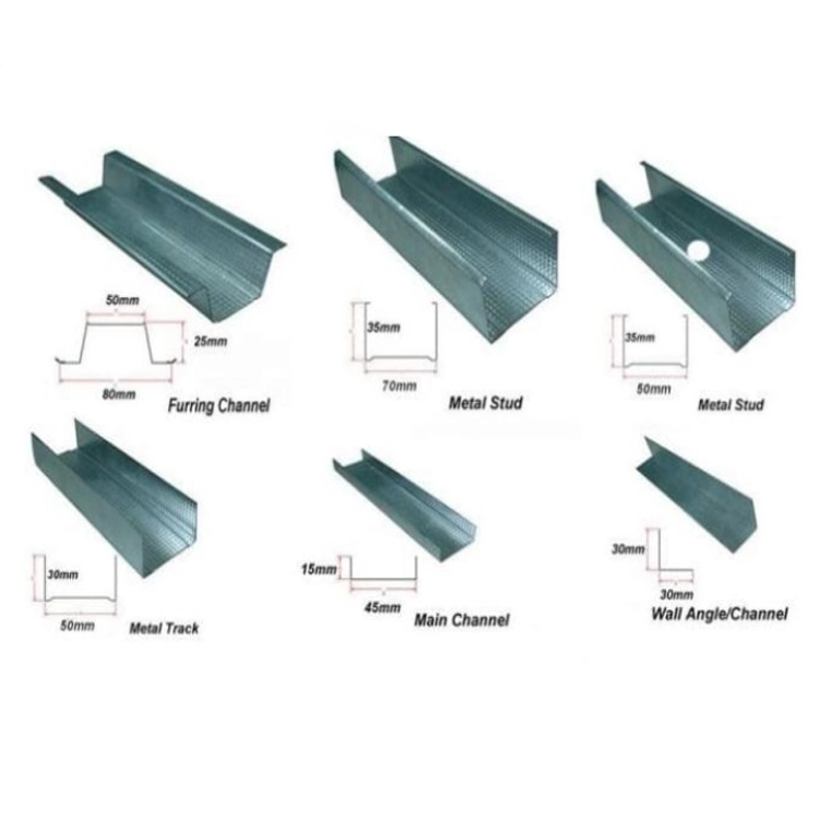 Full Automatic Light Gauge Steel Keel C U Channel Drywall Steel Frame & Purlin Machines Cold Forming Metal Hat Channel Shape Stud and Track Roll Forming Machine