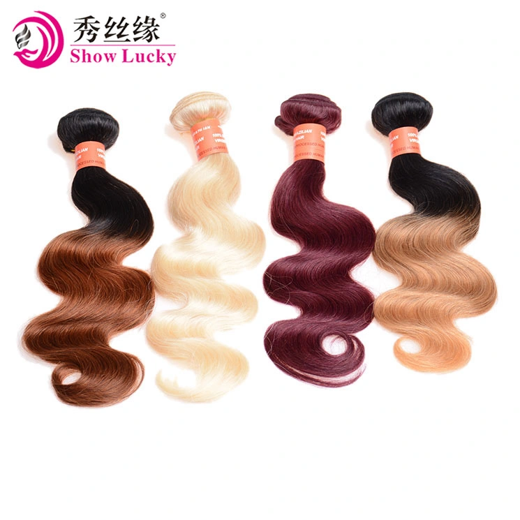 Unprocessed Filipino Ombre Two Tone Colored Body Wave 100% Natural Virgin Human Hair Weaving